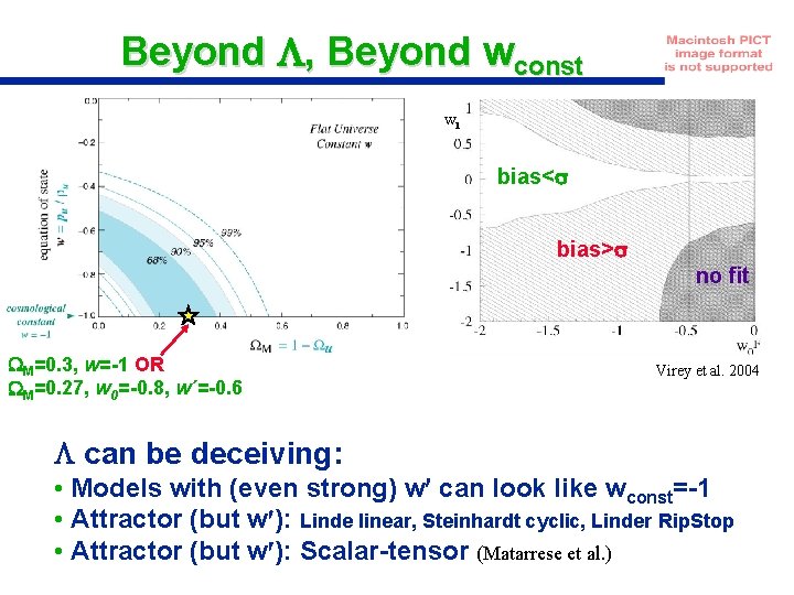 Beyond , Beyond wconst w 1 bias< bias> no fit M=0. 3, w=-1 OR