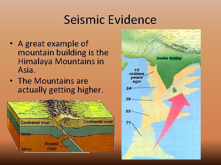 Seismic Evidence • A great example of mountain building is the Himalaya Mountains in