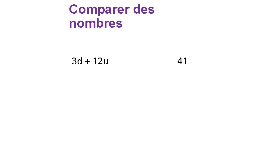 Comparer des nombres 3 d + 12 u 41 