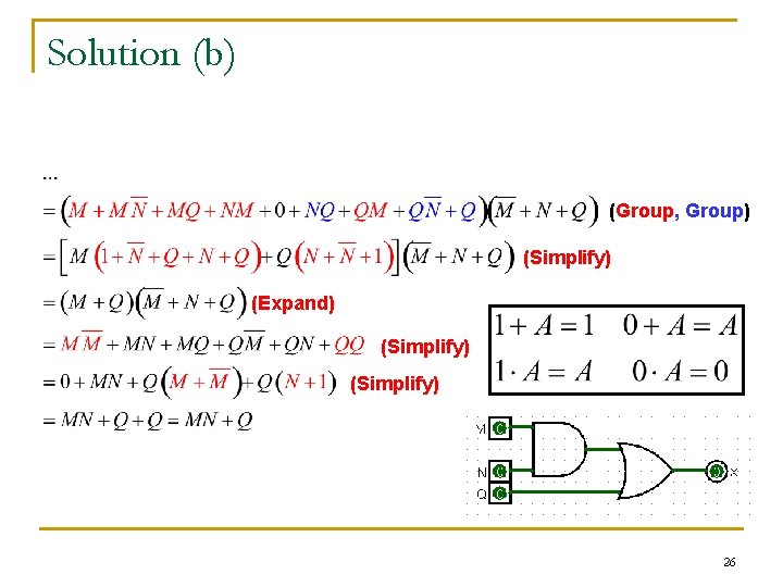 Solution (b) (Group, Group) (Simplify) (Expand) (Simplify) 26 