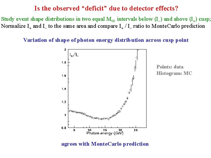 Is the observed “deficit” due to detector effects? Study event shape distributions in two