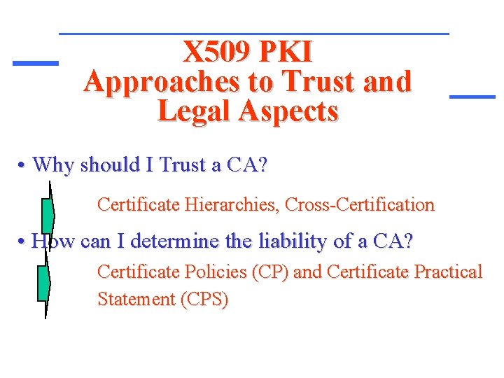 X 509 PKI Approaches to Trust and Legal Aspects • Why should I Trust