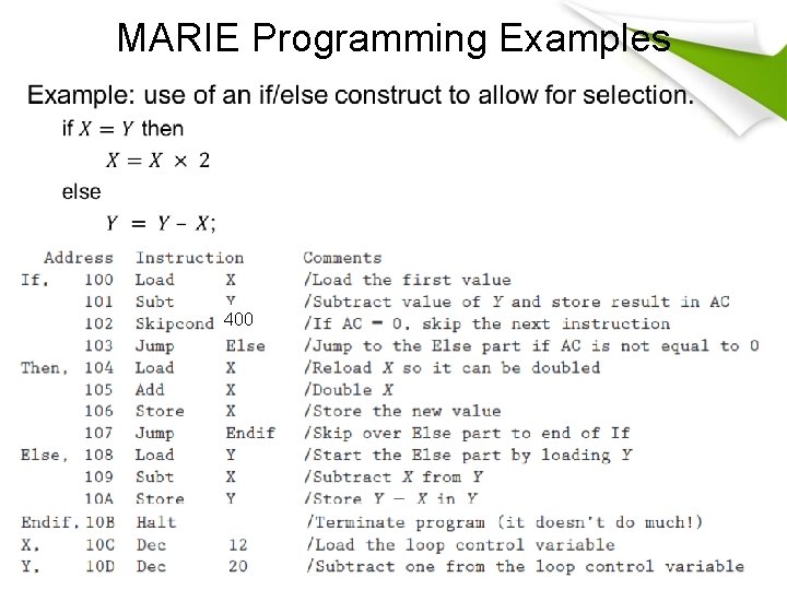 MARIE Programming Examples • 400 14 