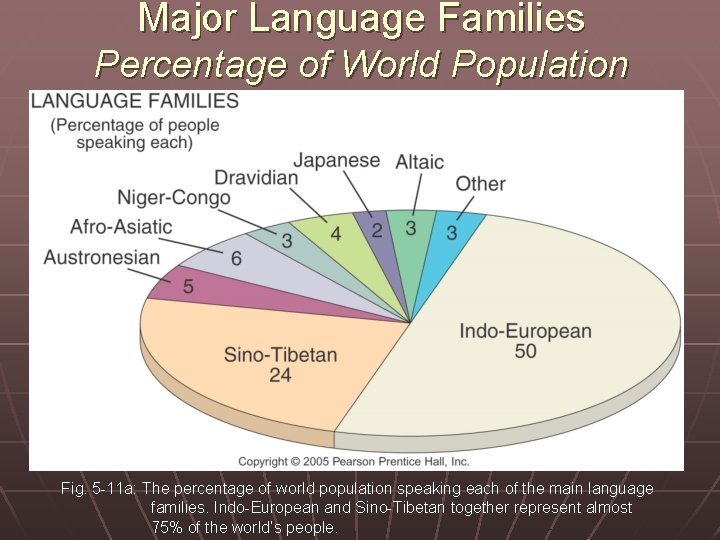 Major Language Families Percentage of World Population Fig. 5 -11 a: The percentage of