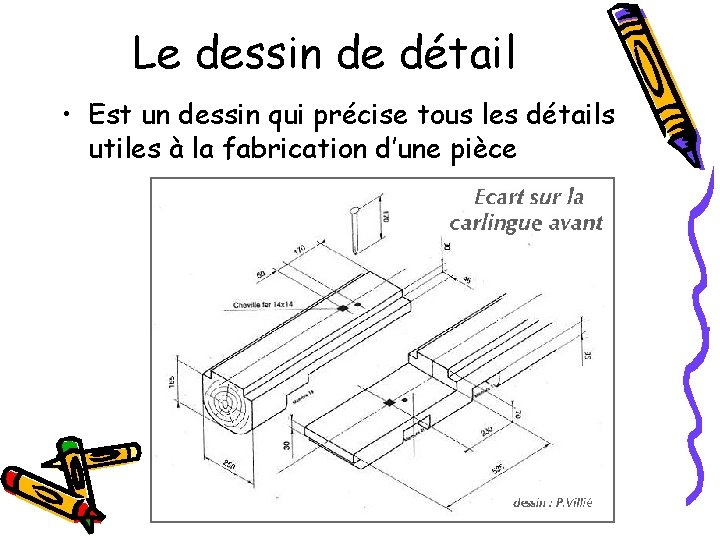 Le dessin de détail • Est un dessin qui précise tous les détails utiles