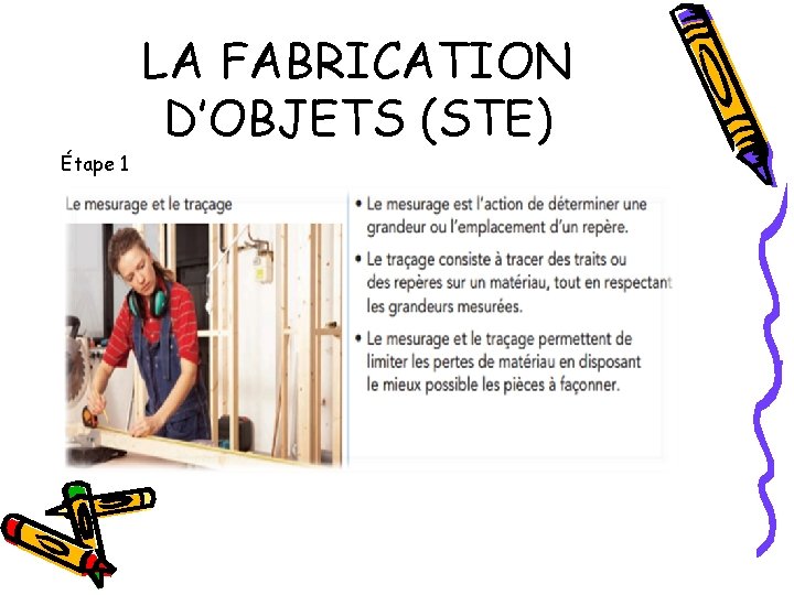 Étape 1 LA FABRICATION D’OBJETS (STE) 