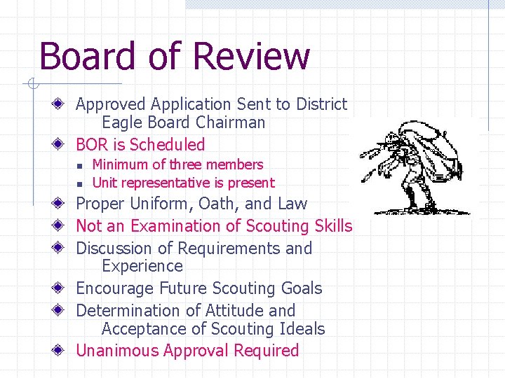 Board of Review Approved Application Sent to District Eagle Board Chairman BOR is Scheduled