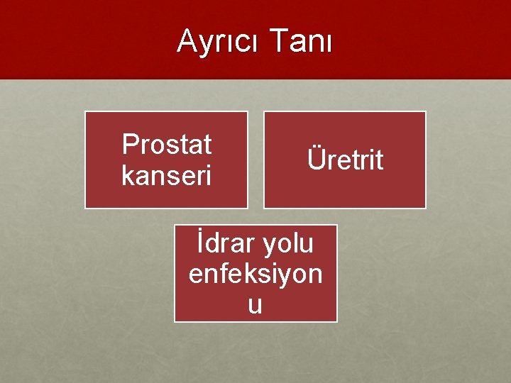 Ayrıcı Tanı Prostat kanseri Üretrit İdrar yolu enfeksiyon u 