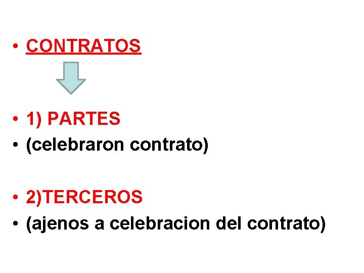  • CONTRATOS • 1) PARTES • (celebraron contrato) • 2)TERCEROS • (ajenos a