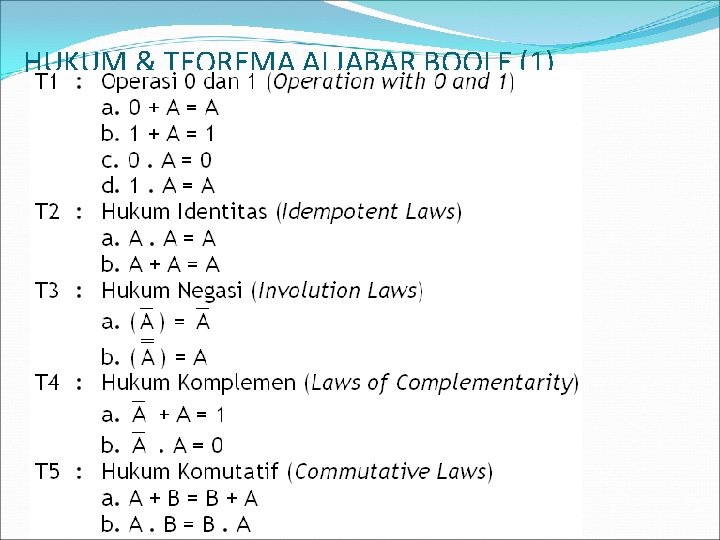 HUKUM & TEOREMA ALJABAR BOOLE (1) 