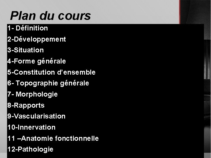 Plan du cours 1 - Définition 2 -Développement 3 -Situation 4 -Forme générale 5