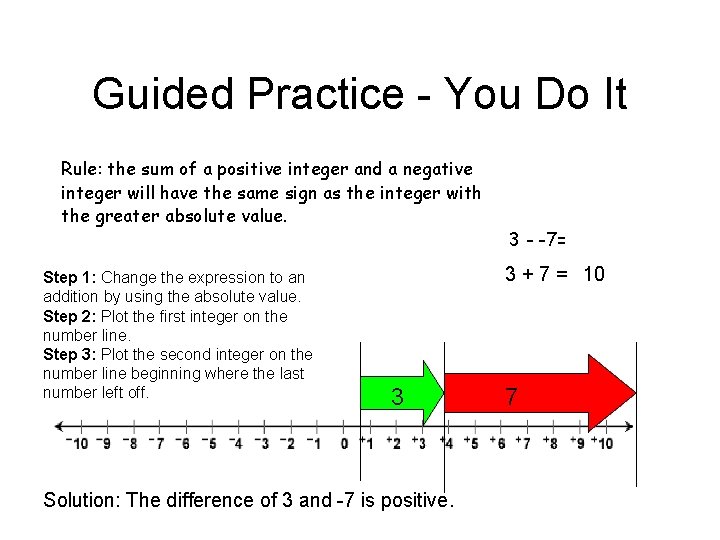 Guided Practice - You Do It Rule: the sum of a positive integer and Guided Practice - You Do It Rule: the sum of a positive integer and
