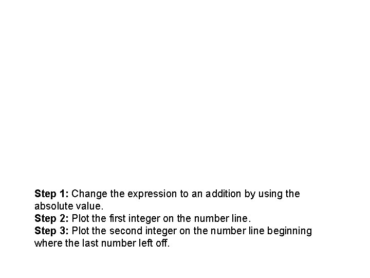 Step 1: Change the expression to an addition by using the absolute value. Step Step 1: Change the expression to an addition by using the absolute value. Step