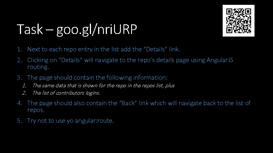 Task – goo. gl/nri. URP 1. Next to each repo entry in the list Task – goo. gl/nri. URP 1. Next to each repo entry in the list