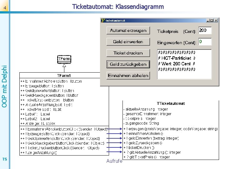 Ticketautomat: Klassendiagramm OOP mit Delphi 4 TS Aufrufe 