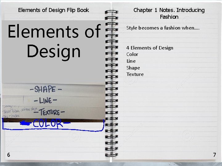 Elements of Design Flip Book Elements of Design 6 Chapter 1 Notes. Introducing Fashion