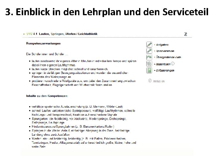 3. Einblick in den Lehrplan und den Serviceteil ^ 