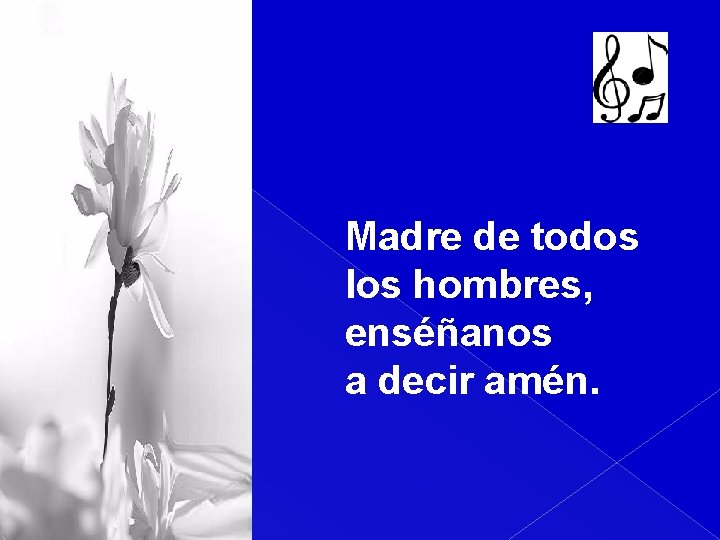 Madre de todos los hombres, enséñanos a decir amén. 