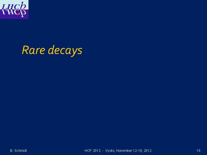 Rare decays B. Schmidt HCP 2012 - Kyoto, November 12 -16, 2012 19 