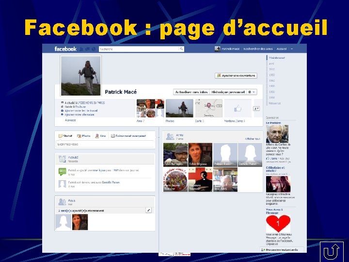 Facebook : page d’accueil 