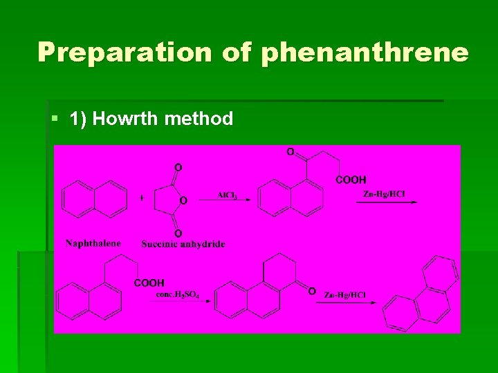 Preparation of phenanthrene § 1) Howrth method 