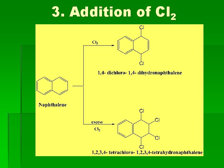 3. Addition of Cl 2 3. Addition of Cl 2