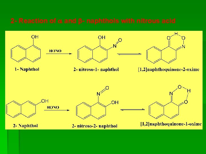 2 - Reaction of and - naphthols with nitrous acid 