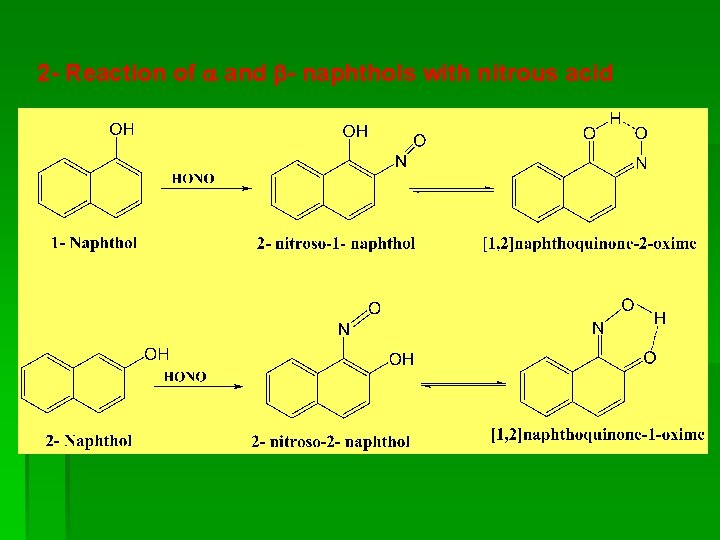 2 - Reaction of and - naphthols with nitrous acid 2 - Reaction of and - naphthols with nitrous acid