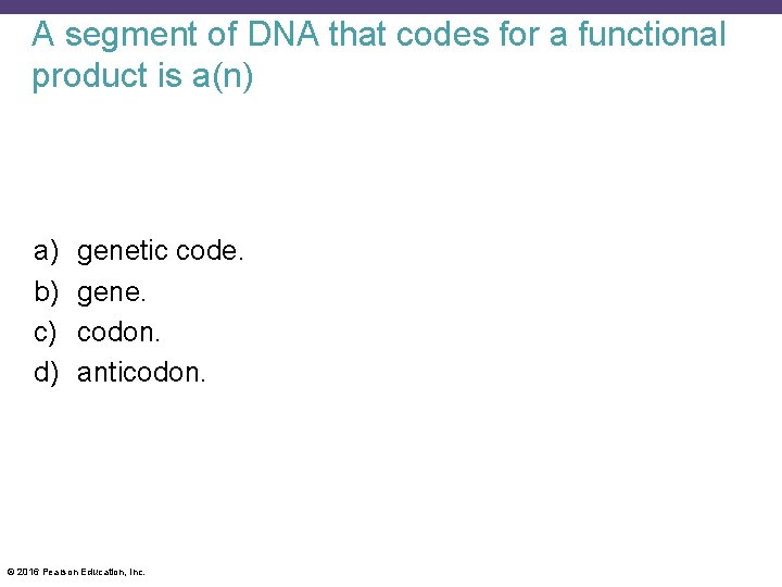 A segment of DNA that codes for a functional product is a(n) a) b)