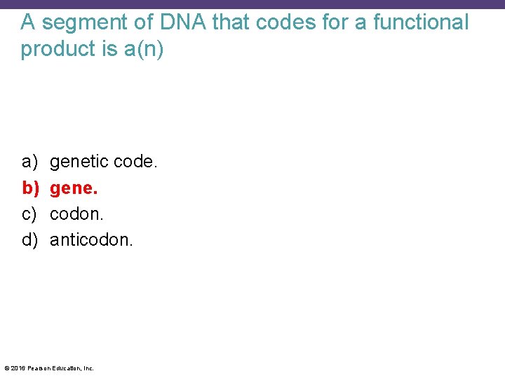 A segment of DNA that codes for a functional product is a(n) a) b)