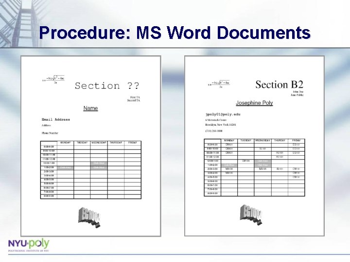 Procedure: MS Word Documents  Procedure: MS Word Documents