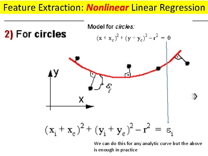 Feature Extraction: Nonlinear Linear Regression We can do this for any analytic curve but