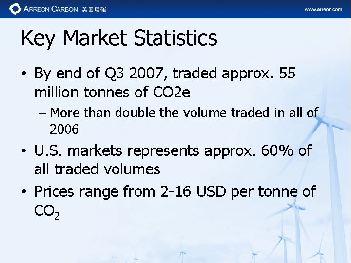 Key Market Statistics • By end of Q 3 2007, traded approx. 55 million