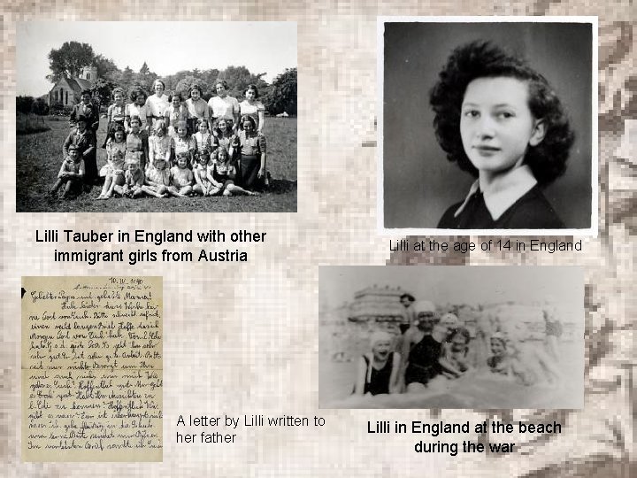 Lilli Tauber in England with other immigrant girls from Austria A letter by Lilli