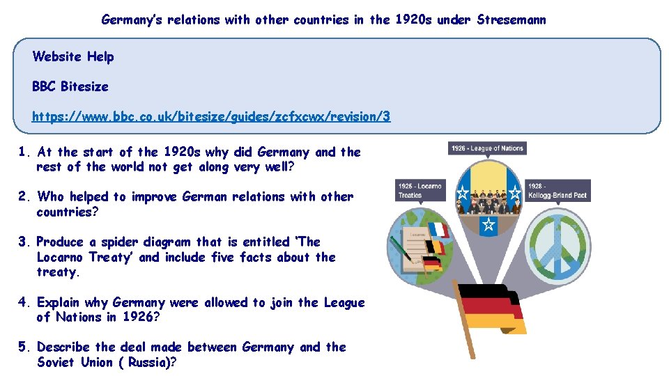 Germany’s relations with other countries in the 1920 s under Stresemann Website Help BBC