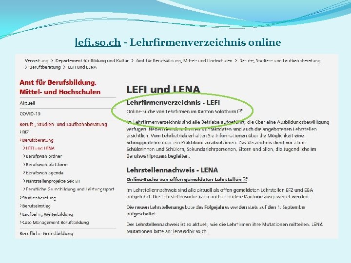 lefi. so. ch - Lehrfirmenverzeichnis online 