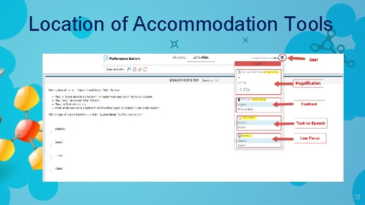 Location of Accommodation Tools 13 