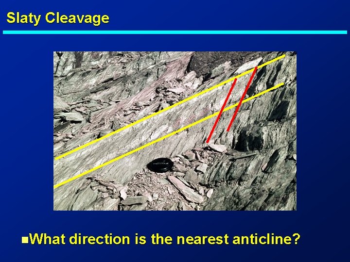 Slaty Cleavage n. What direction is the nearest anticline? 