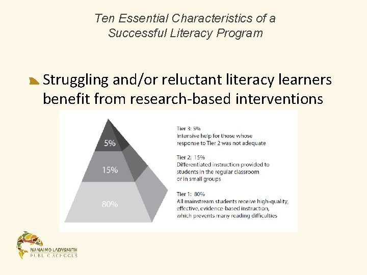 Ten Essential Characteristics of a Successful Literacy Program Struggling and/or reluctant literacy learners benefit Ten Essential Characteristics of a Successful Literacy Program Struggling and/or reluctant literacy learners benefit