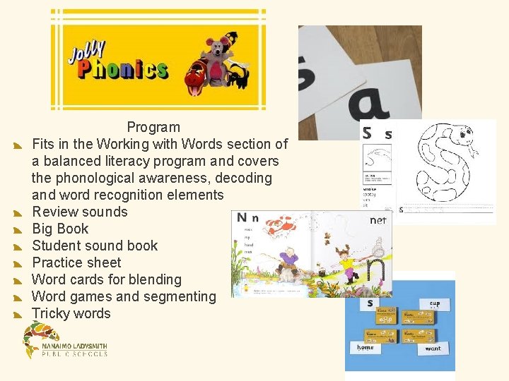 Program Fits in the Working with Words section of a balanced literacy program and Program Fits in the Working with Words section of a balanced literacy program and