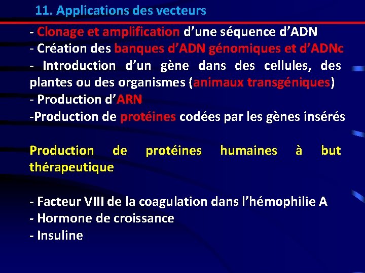 11. Applications des vecteurs - Clonage et amplification d’une séquence d’ADN - Création des