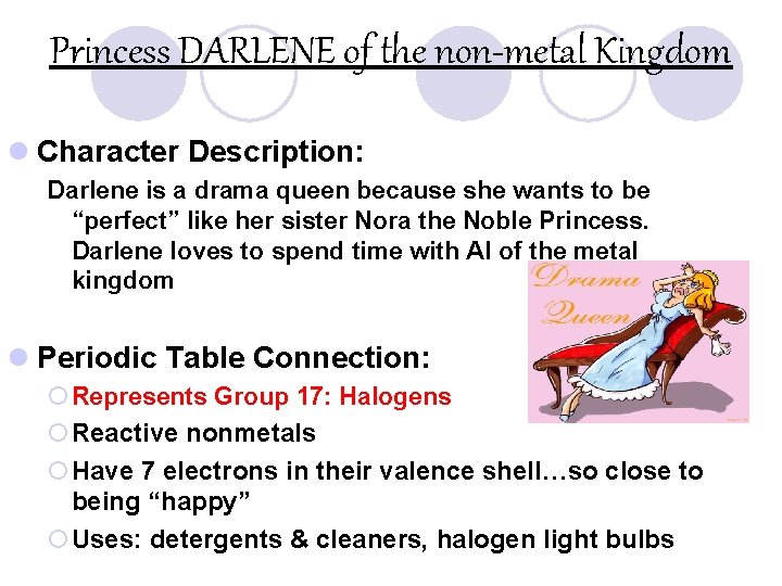 Princess DARLENE of the non-metal Kingdom l Character Description: Darlene is a drama queen