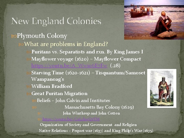 New England Colonies Plymouth Colony What are problems in England? Puritans vs. Separatists and