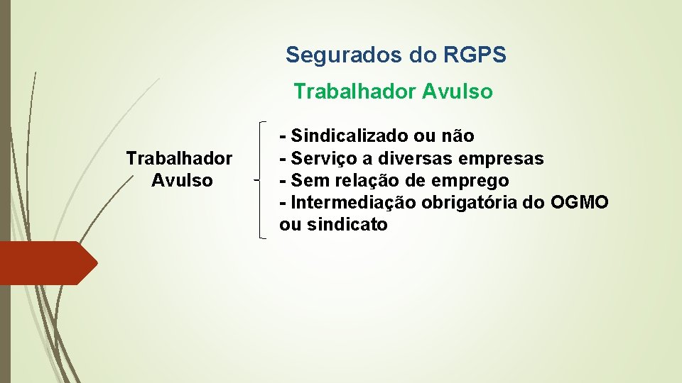 Segurados do RGPS Trabalhador Avulso - Sindicalizado ou não - Serviço a diversas empresas
