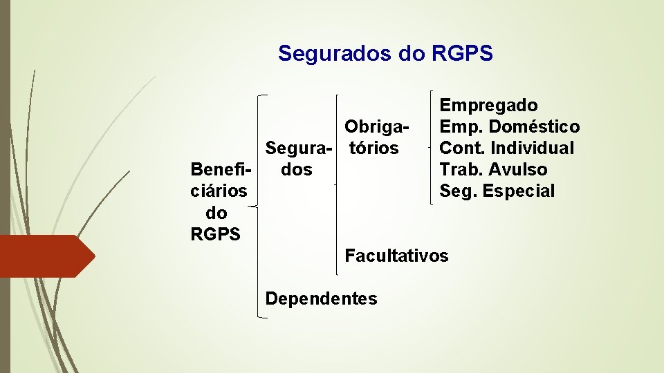 Segurados do RGPS Empregado Emp. Doméstico Cont. Individual Trab. Avulso Seg. Especial Obriga. Segura-
