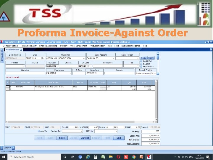 Proforma Invoice-Against Order 