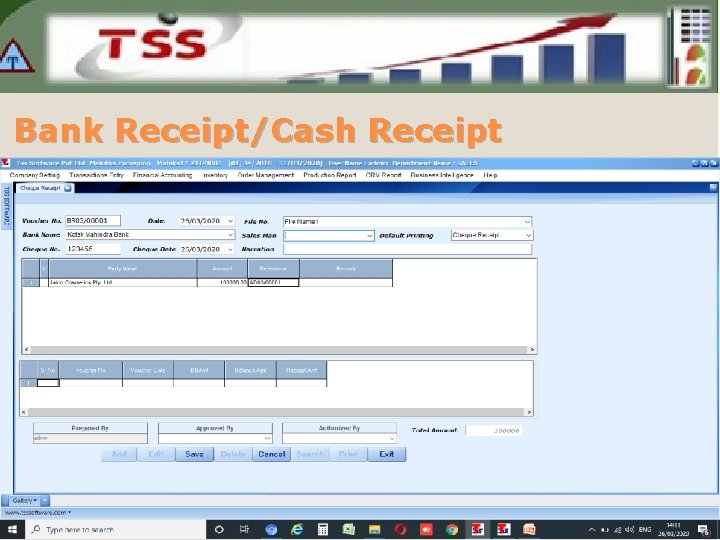 Bank Receipt/Cash Receipt 