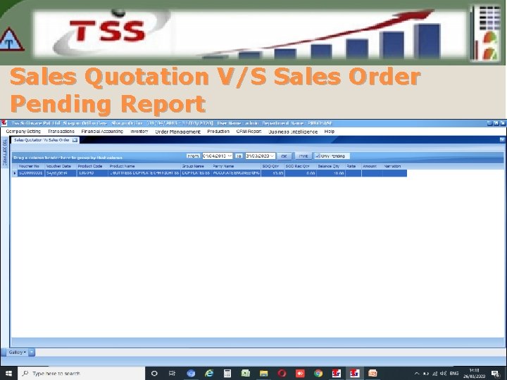 Sales Quotation V/S Sales Order Pending Report 