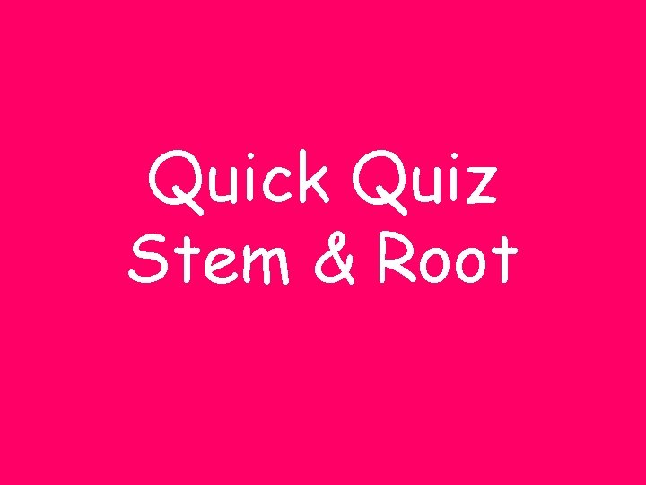 Quick Quiz Stem & Root 