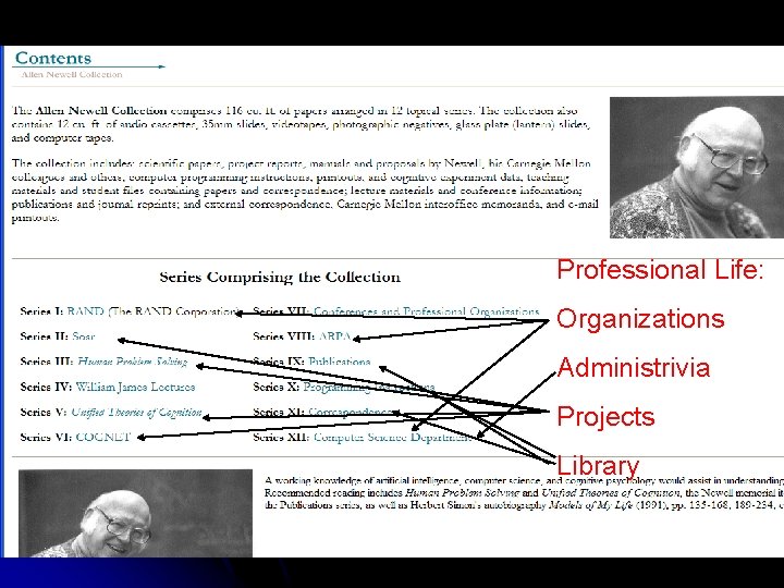 Professional Life: Organizations Administrivia Projects Library 